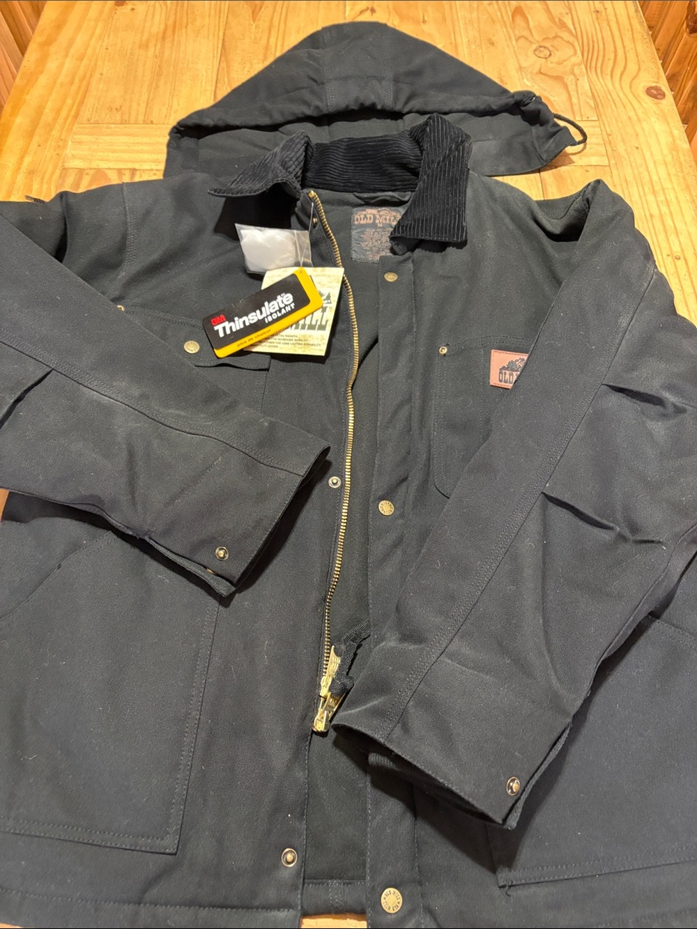 Men's Black Insulated Military Field Jacket with Hood